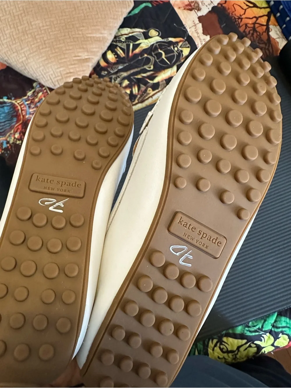 kate spade Cream Leather Penny Loafers